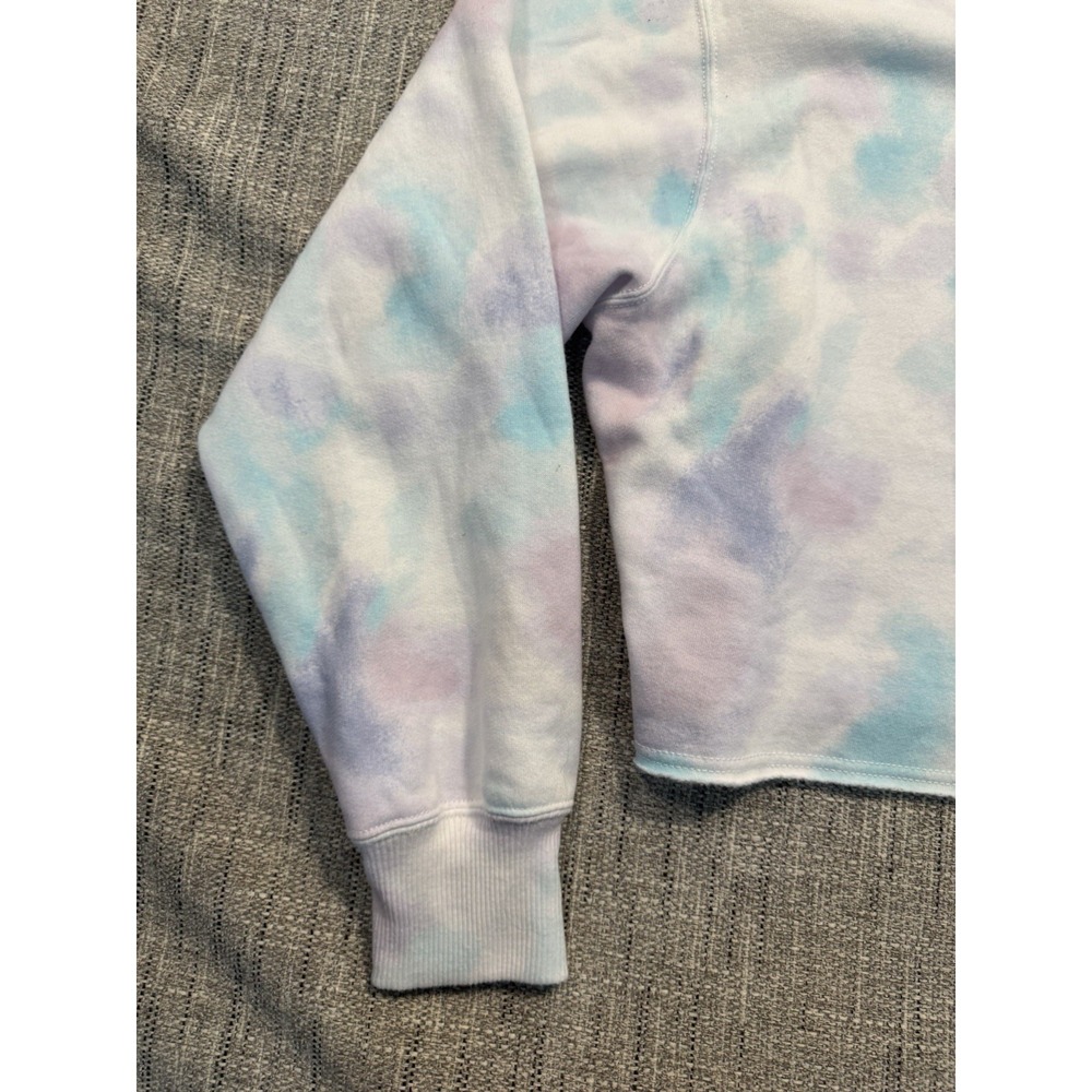 Hollister Womens Sweatshirt XSmall Pink White‎ Blue Jumper Cropped Tie Dye - Picture 10 of 12